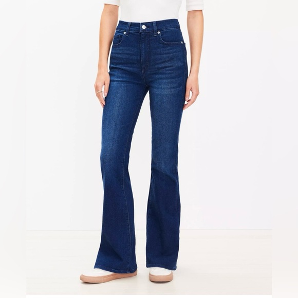 LOFT High Rise Slim Flare Jeans in Dark Wash - Picture 3 of 7